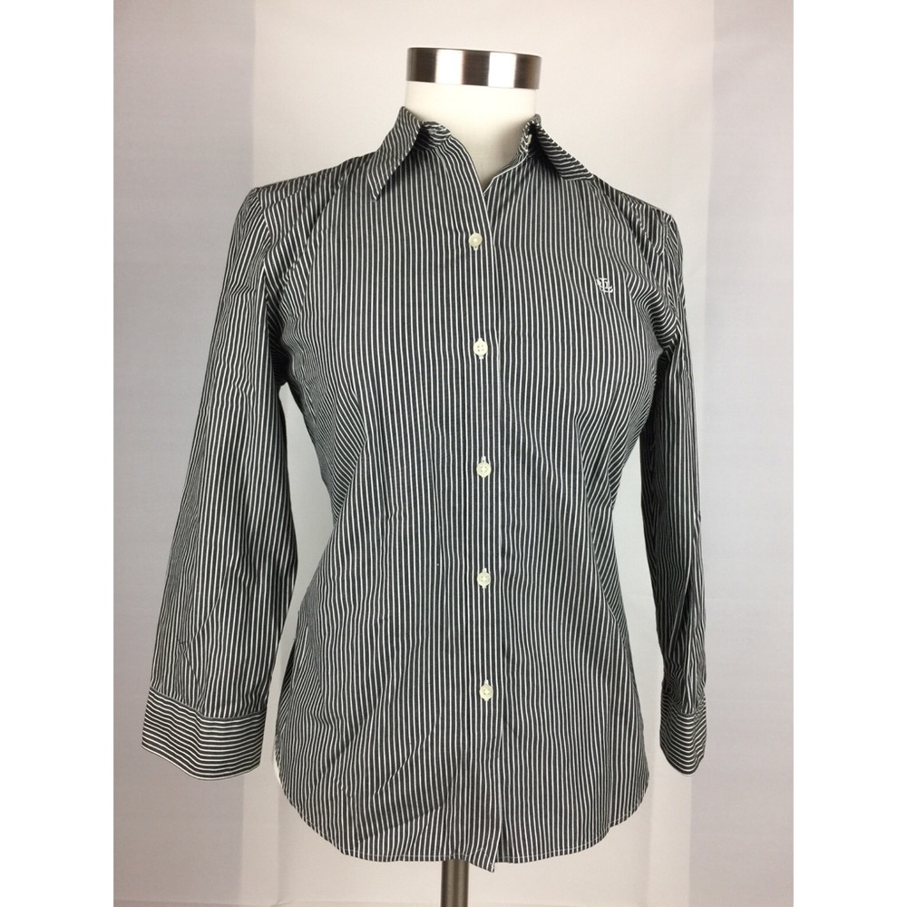 Ralph Lauren Striped Button Down Shirt Petite S